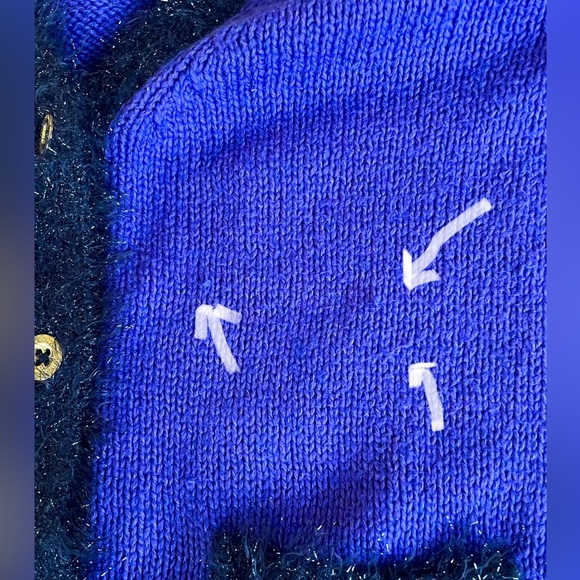 Authentic Juicy Couture Purple Cardigan Sweater- Blk Sparkle, Fluffy Trim Sz 12 - Picture 15 of 15